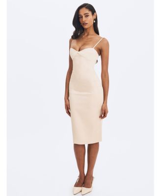 Women's Gracie Butter Ruched Satin Midi Dress