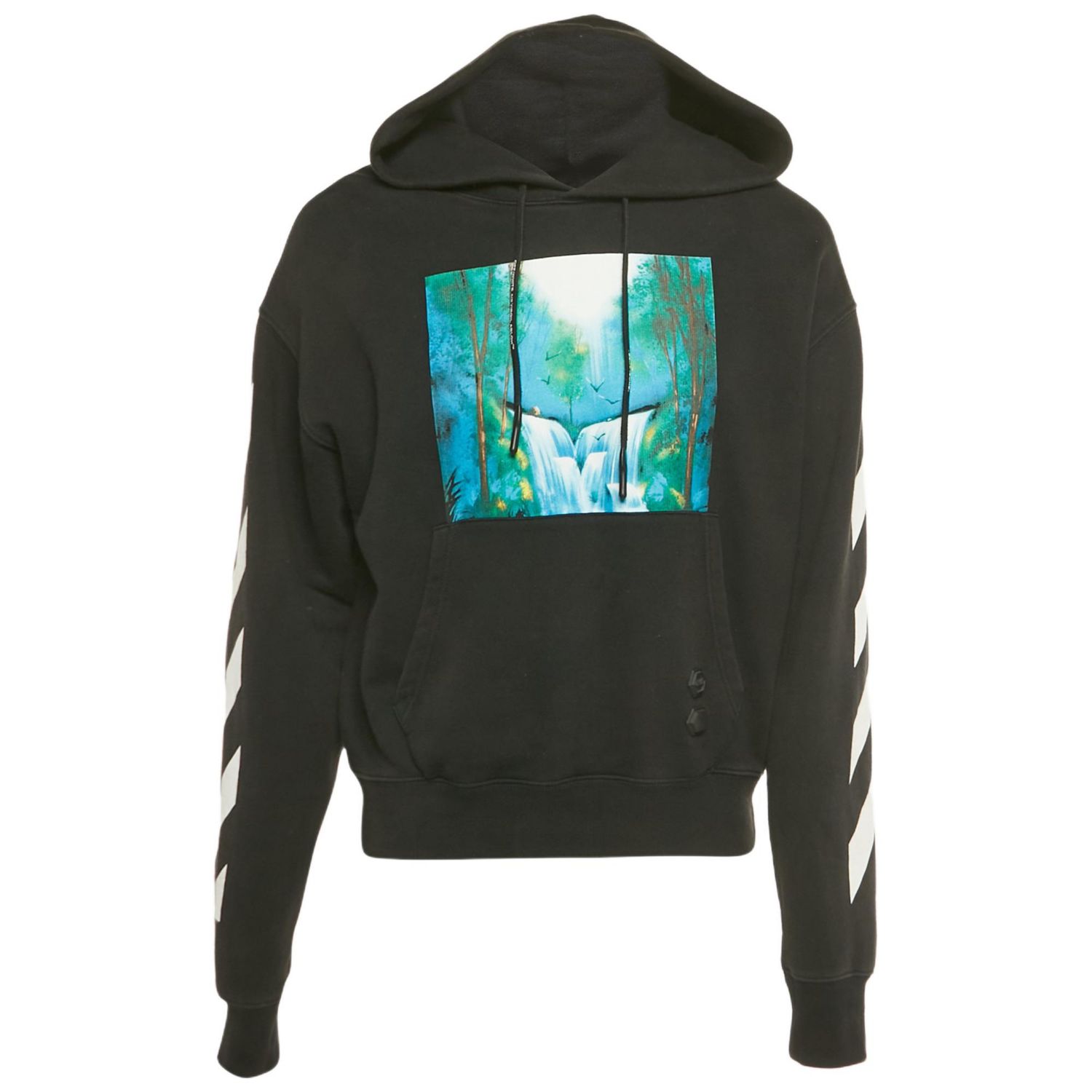 Men's Waterfall Print Cotton Hooded Sweatshirt