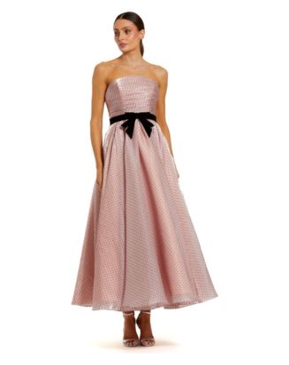 mac duggal strapless organza maxi dress Mac Duggal Strapless Floral Organza Midi Dress