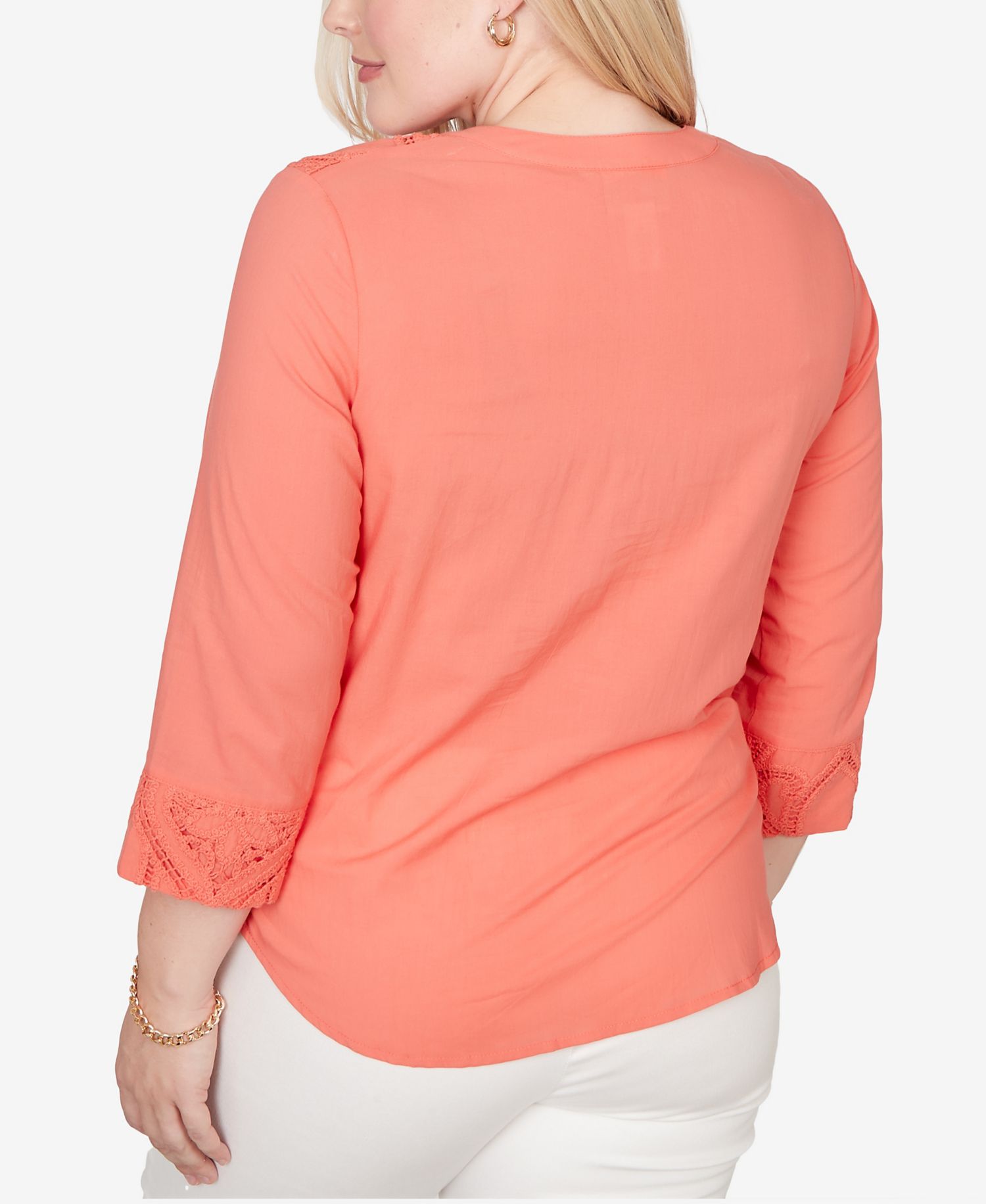 Women's Resort Living Textured Lace Scroll Henley Top