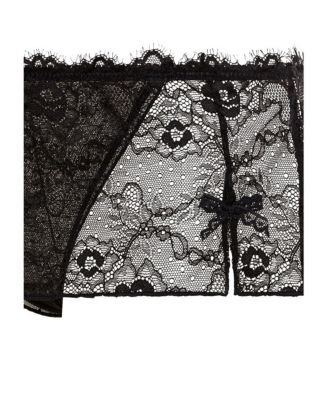 Women's Black Transparent Lace Skirt Open Thong