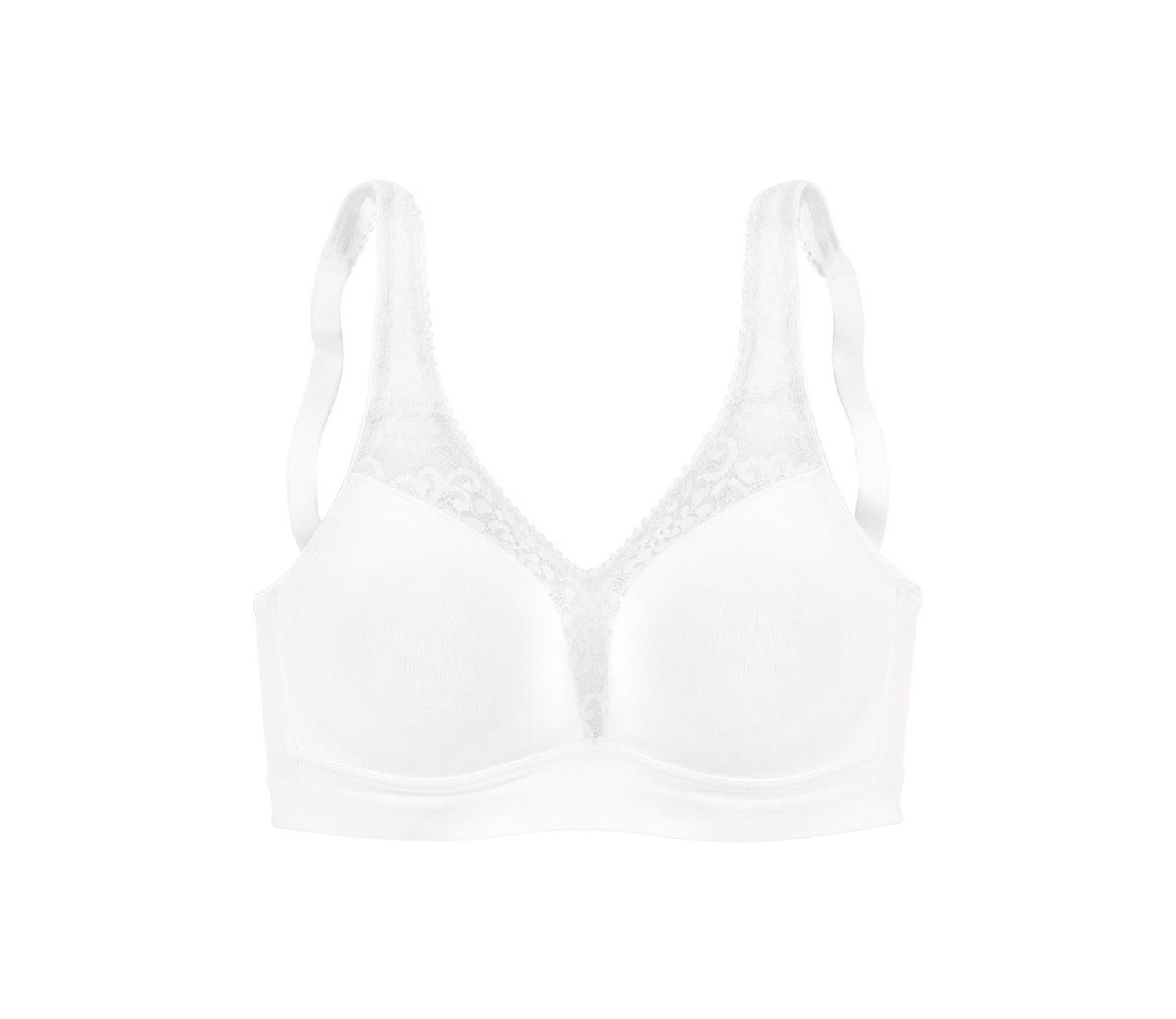 Women's Cotton 2-Pack Lace Wireless Wire-Free Padded T-Shirt Bra