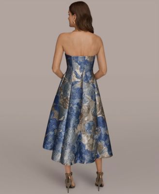 Women's Strapless Floral Midi Cocktail Dress