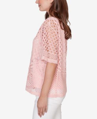 Petite Chemical Lace Pullover Sweater