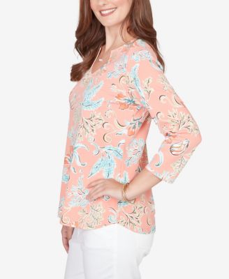 Petite Embellished Oceania Floral Knit Top