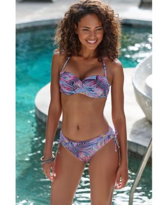 Women's Palm Print Bandeau Bikini Swimsuit Top Bra Sizing