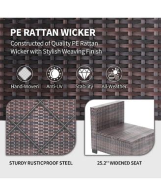 Patio Funiture Set 7 Pieces Outdoor Rattan with Detachable Soft Cushions Patio Conversation Sets Waterproof Patio Sectional Sofa