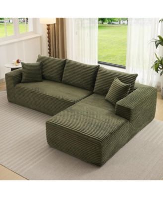108'' Boneless Sectional Cloud Couches for Living Room L-Shape Corduroy Cloud Sectional Couch with Chaise Modern Modular Sectional Sofa