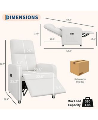 Power Recliner Chair, Adjustable Electric Recliner Ergonomic Overstuffed PU Leather, Tall Back, Padded Seat, 2 Side Pockets and USB Port