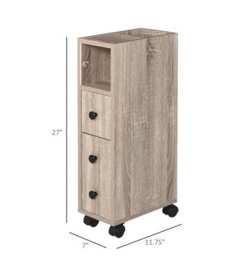 Bathroom Cabinet - Freestanding Storage Cabinet with 4 Wheels, 1 Open Shelf, 1 Drawer 1 Door Cabinet