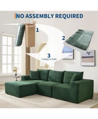 108" Modular Sectional Sofa - L Shaped Boneless Cloud Couch with 67.5" Chaise, Reversible L/R Facing, No Assembly Required