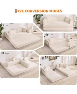 Convertible Couch - 78.7" Folding Sofa Bed with 2 Pillows,   No Assembly Required for Living Room, Bedroom