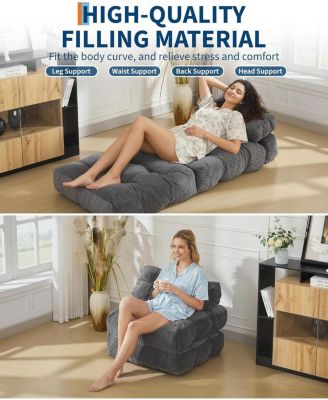 Folding Sofa Bed,Convertible Sleeper Chair with Pillows & Back Support,Portable Fold Out Chair Bed Boneless Couch,Sofa Lounge for Living Room