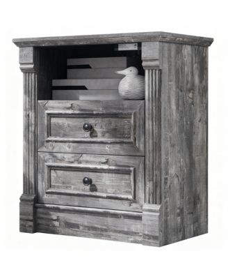 Farmhouse Nightstand with Charging Station and Storage