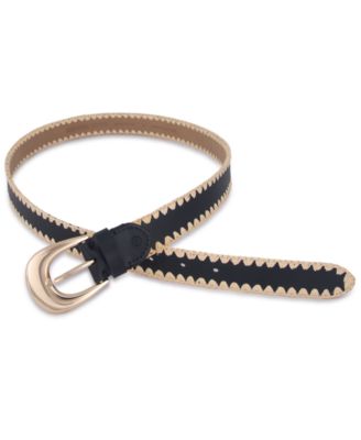 MICHAEL Raffia Leather Belt