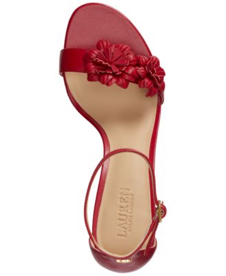 Women's Allie Mid-Heel Floral-Trim Sandals