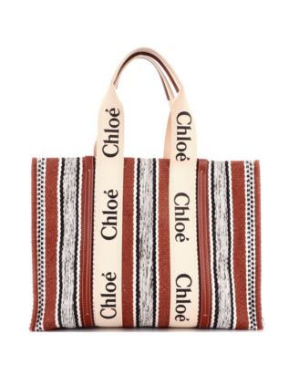 Large Woody Tote Striped Linen