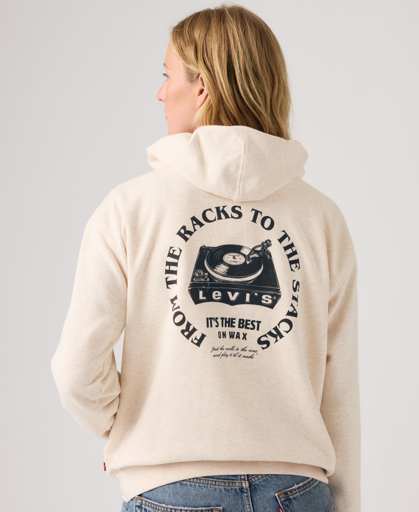 Женское худи Levi's Everyday Graphic Zip-Up, цвет: Овсяный меланжевый серый — фото 3