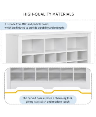 Sleek Design 24 Shoe Cubby Console, 5-Tier Storage Cabinet with Curved Base, Freestanding Shoe Organizer for Hallway, Living Room