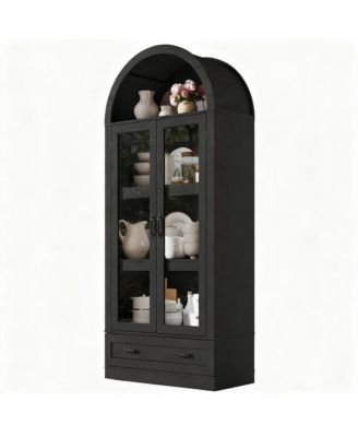75" Tall Arched Farmhouse Cabinet with Load-bearing Steel Pipe for Kitchen & Living