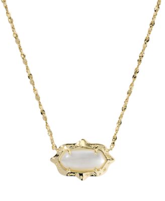 Imitation Pearl and 14k Gold Over Brass Elisa Scallop Frame Short Pendant Necklace
