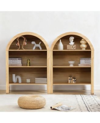 Arched 43.3" Tall 3-Tier Bookshelf for Modern Farmhouse Decor