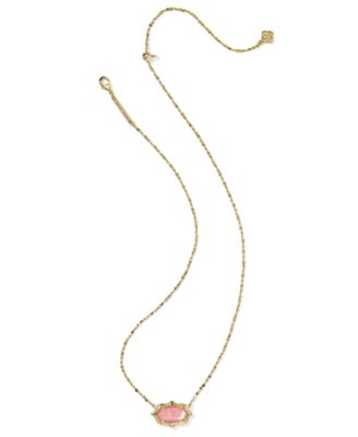 Imitation Pearl and 14k Gold Over Brass Elisa Scallop Frame Short Pendant Necklace