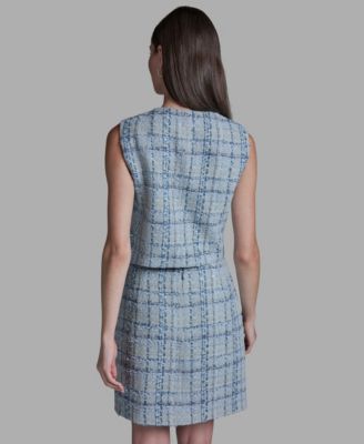 Women's Button-Front Cropped Tweed Vest