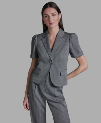 Women's Short-Sleeve Single Button Stripe Jacket image