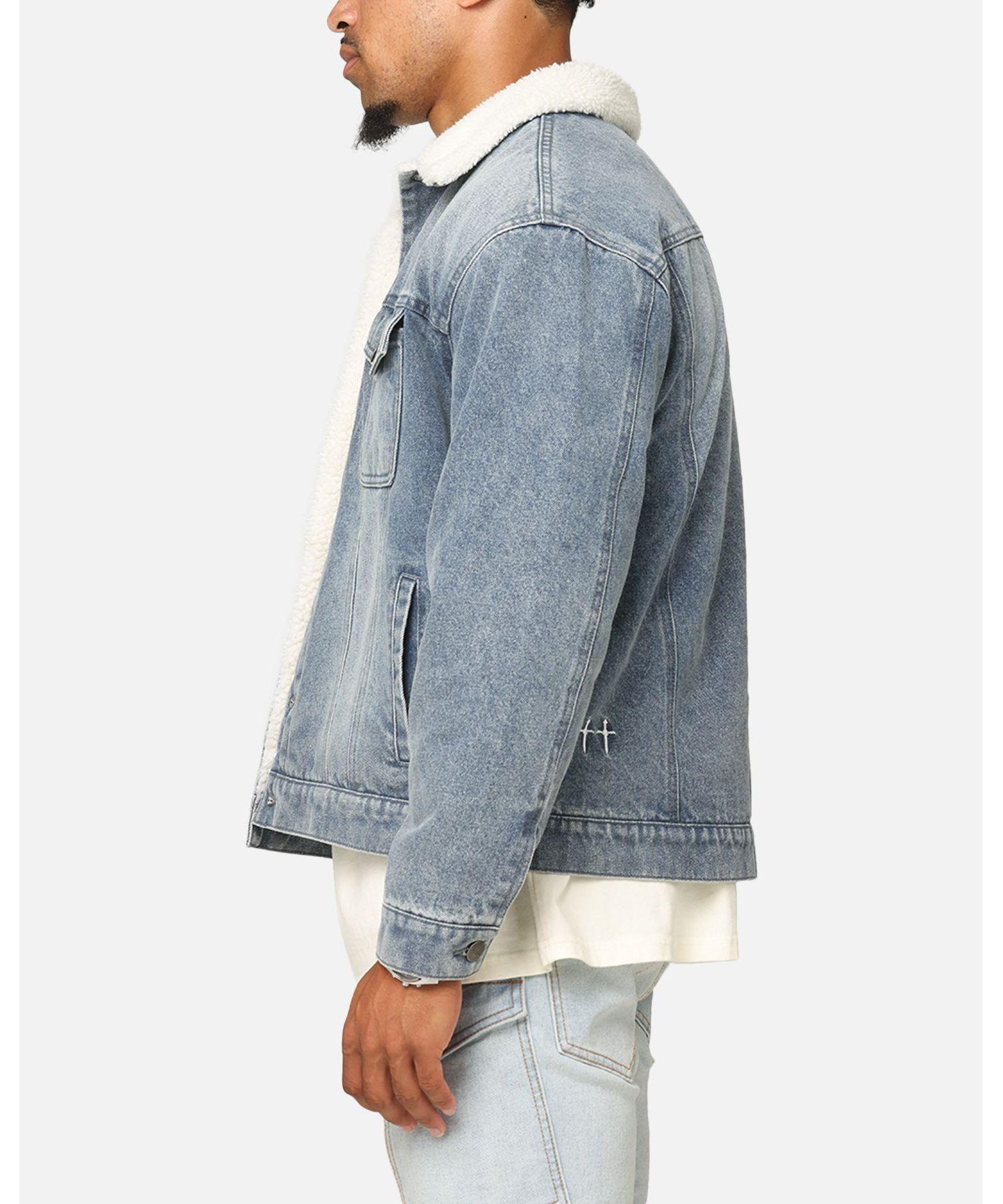 Big & Tall Sherpa Boxy Denim Jacket