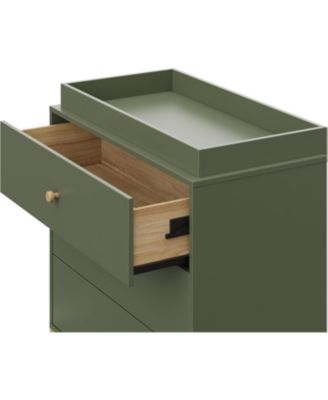California 3 Drawer Chest With Topper - Olive with Driftwood