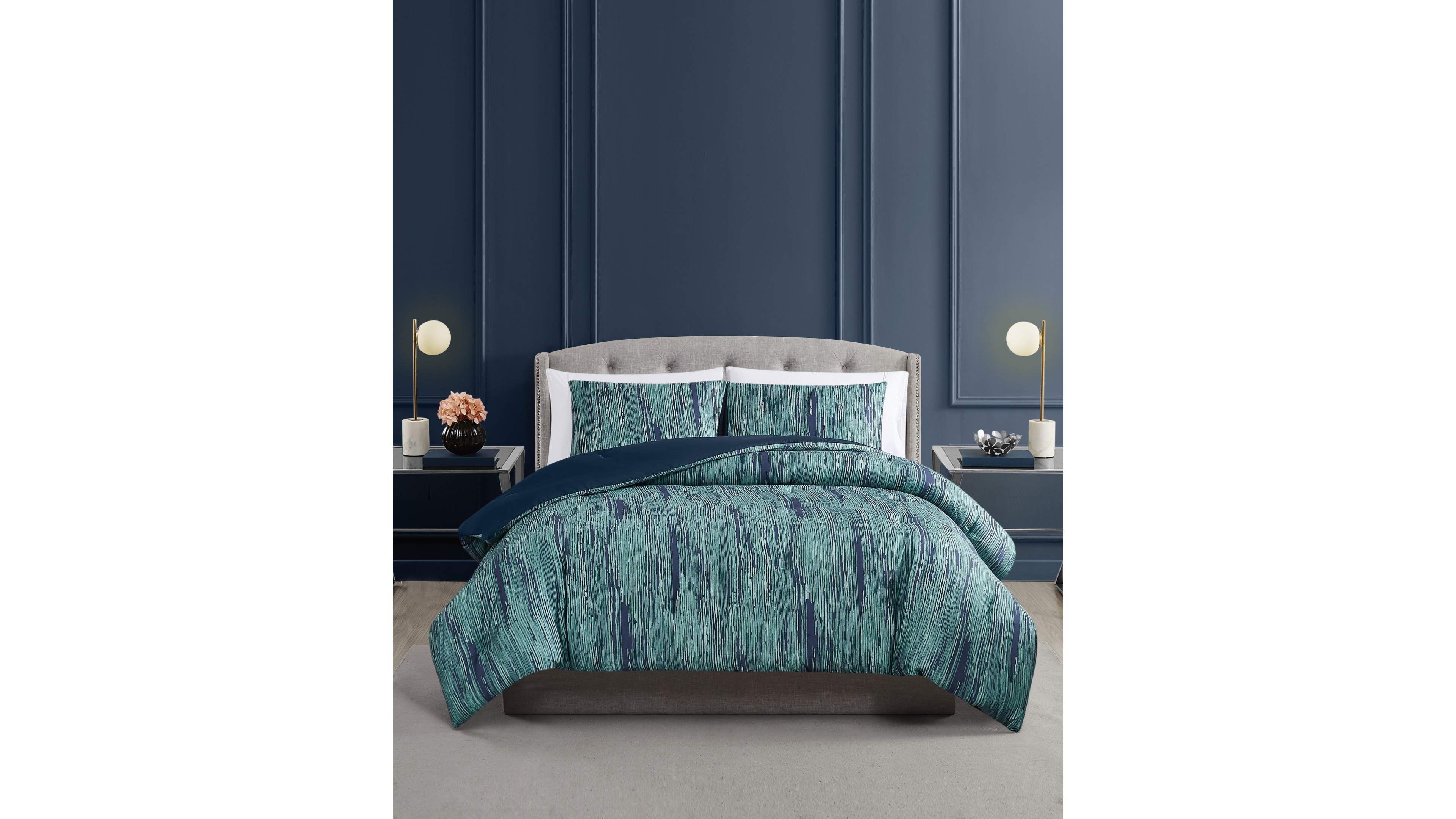 Vince Camuto Linework Stripe 3-Pc. Comforter Set, King