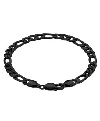 Men's Stainless Steel Black Plated Figaro Chain Bracelet