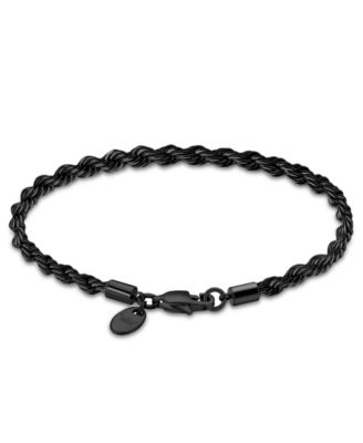Men's Stainless Steel Black Plated Twisted Rope Chain Bracelet