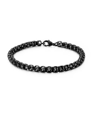 Men's Rolo Chain Bracelet in Black Plated Stainless Steel