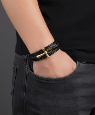 Men's Crux Gold-Tone Leather & Stainless Steel Bracelet