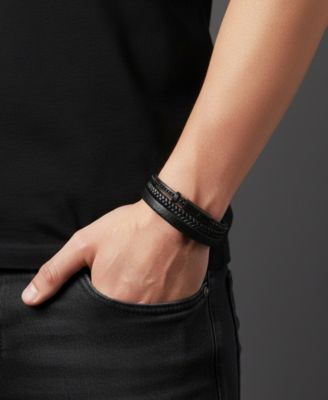 Men's Ardent Leather & Stainless Steel Bracelet