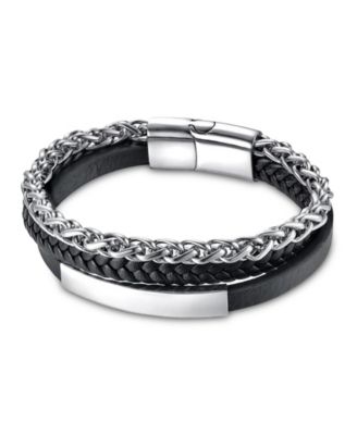 Men's Lexor Leather & Stainless Steel Bracelet