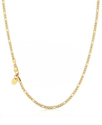 Men's Stainless Steel Figaro Chain Necklace in 18k Gold Plated