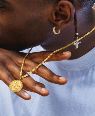 Men's Stainless Steel Coin Pendant Necklace in 18k Gold Plated