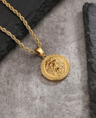 Men's Lion Kingdom Coin Pendant Necklace in 18k Gold Plated
