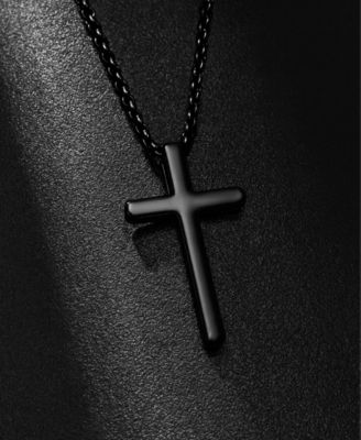 Men's Faith Cross Black Stainless Steel Pendant Necklace
