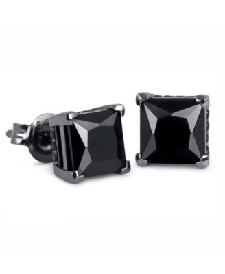 Men's Apex Square Black Stud Earrings in Sterling Silver