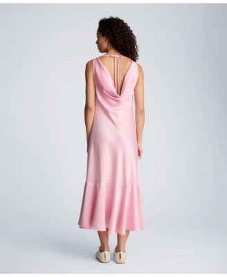 Women's Asymmetrical Hem Cowl Neck Slip Dress