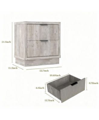 Elegant Fluted 2-Drawer Nightstand for Bedroom or Living Room