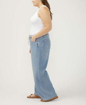 Plus Size Wide-Leg Drawstring Jeans