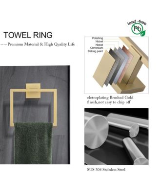 5 Pieces Bathroom Hardware Set, Towel Bar, Towel Holder, Toilet Paper Holder and Towel Hook, Stainless Steel Bath Accessories Kit - Gold