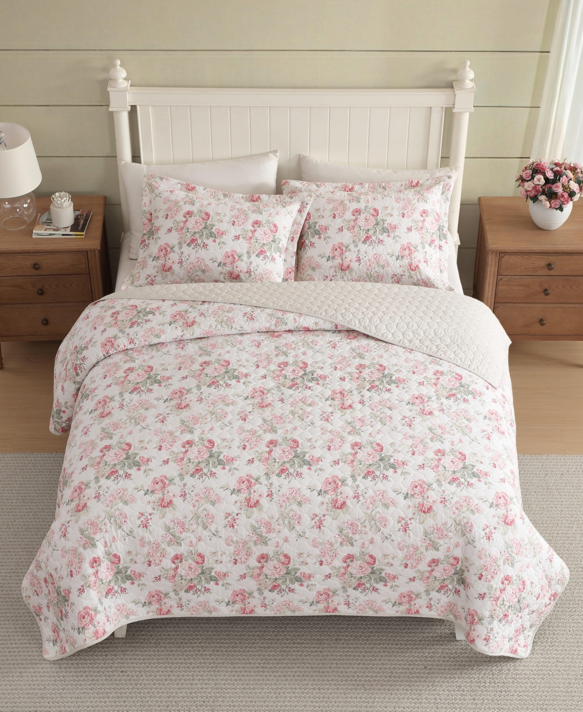 Laura Ashley Rosemoore Reversible -Pc. Quilt Set