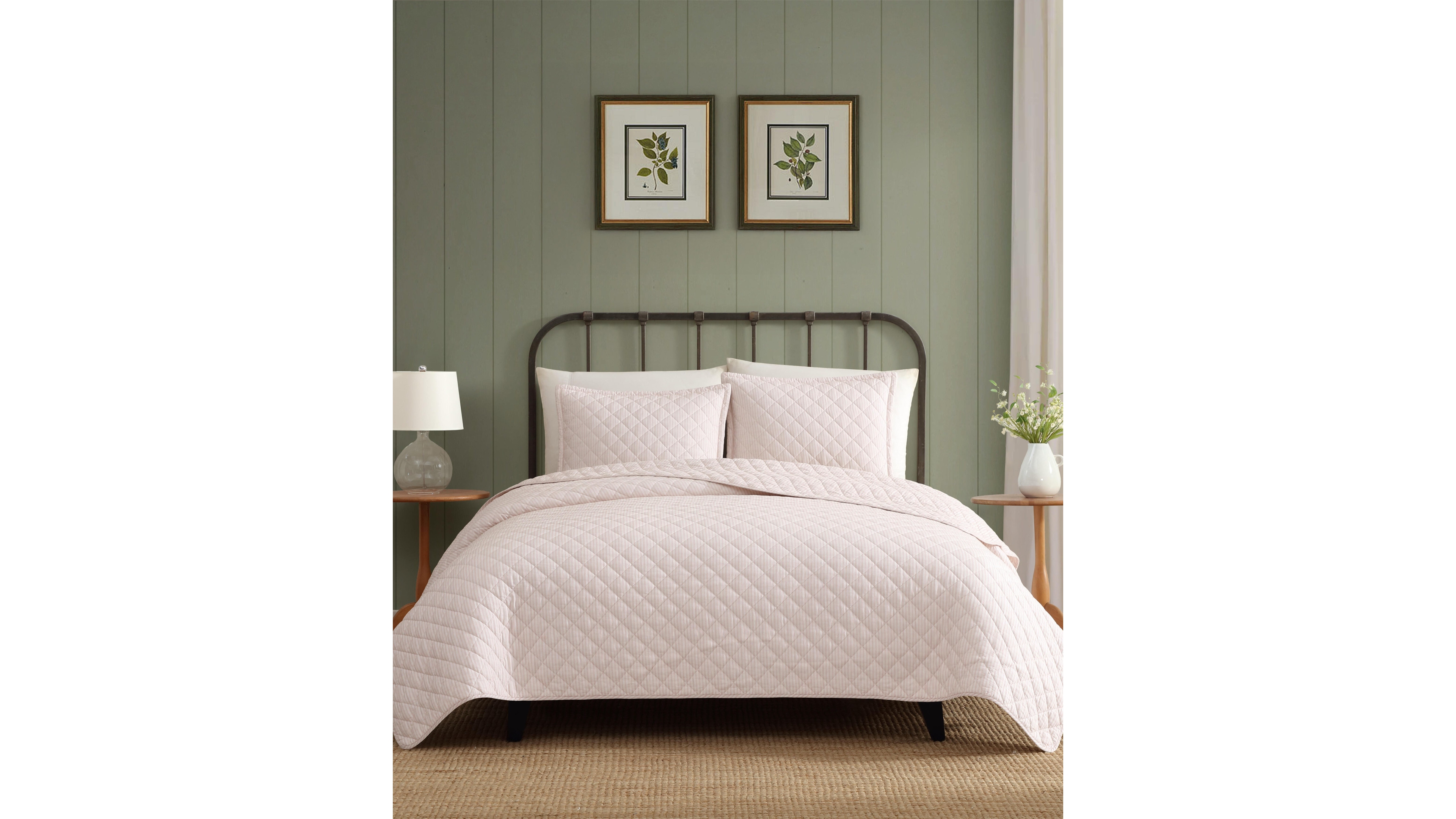 Laura Ashley Tessa's Ticking Stripe Reversible 2-Pc. Quilt Set, Twin