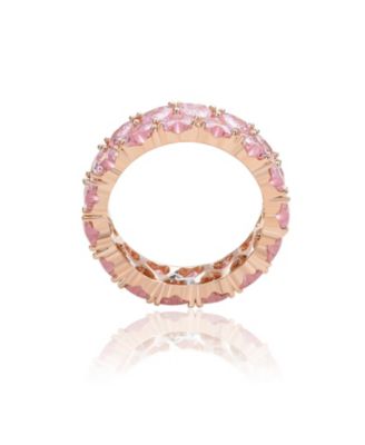 Suzy Levian Sterling Silver Cubic Zirconia Heart Cluster White Eternity Band